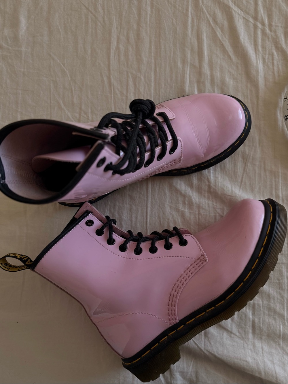 Dr. Martens Pink Patent Lace-Up Combat Boots